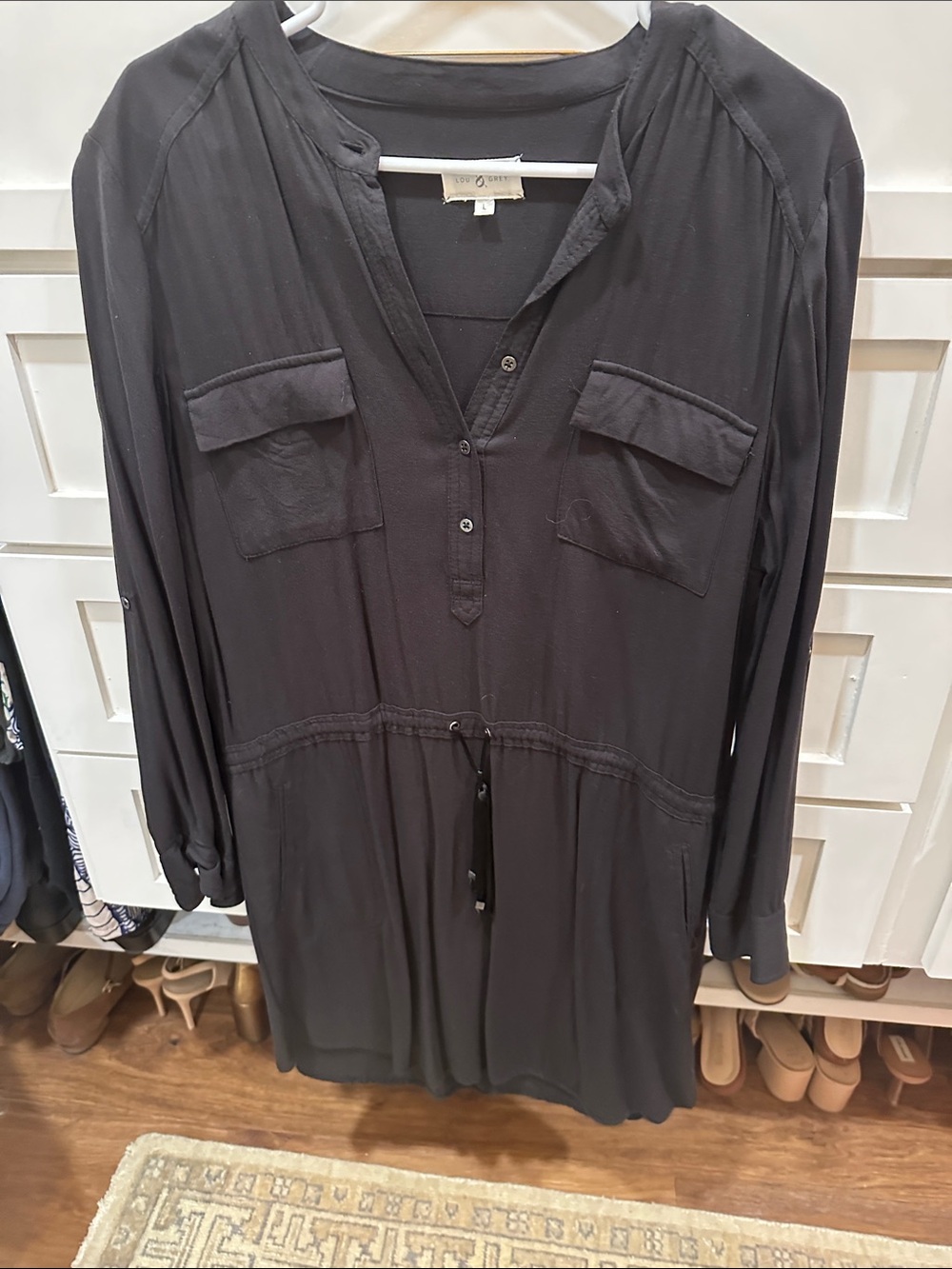 Lou & Grey Black Tunic Top with Button Details